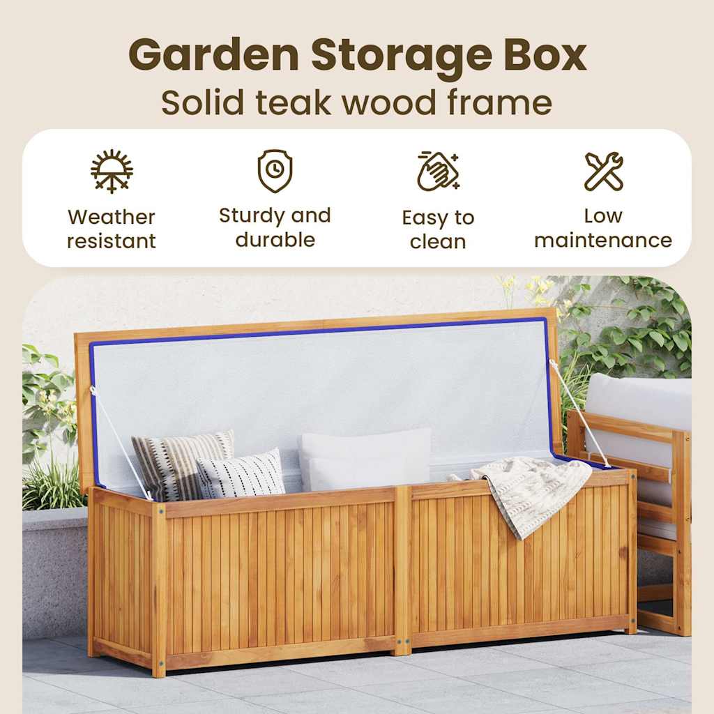 Cassa da Giardino 175x50x55 cm in Legno Massello di Teak
