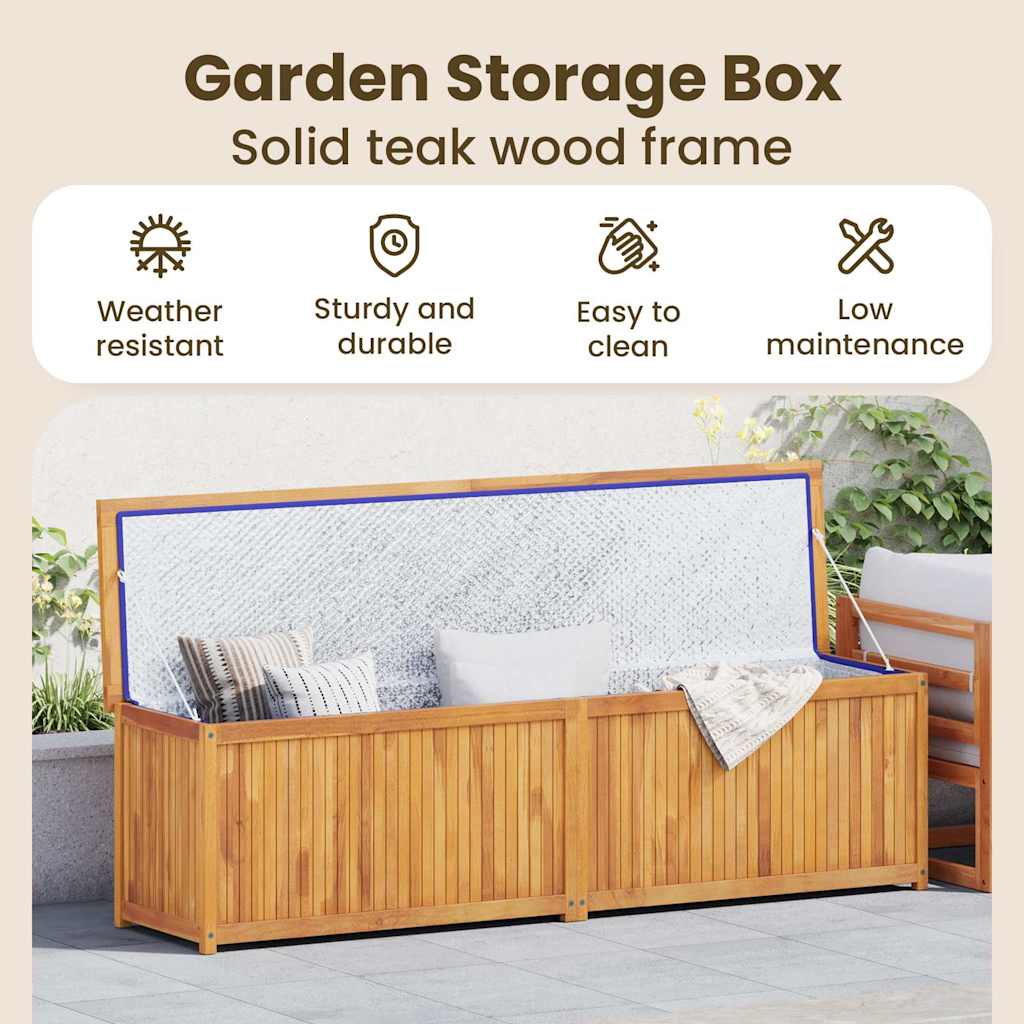 Cassa da Giardino 200x50x55 cm in Legno Massello di Teak