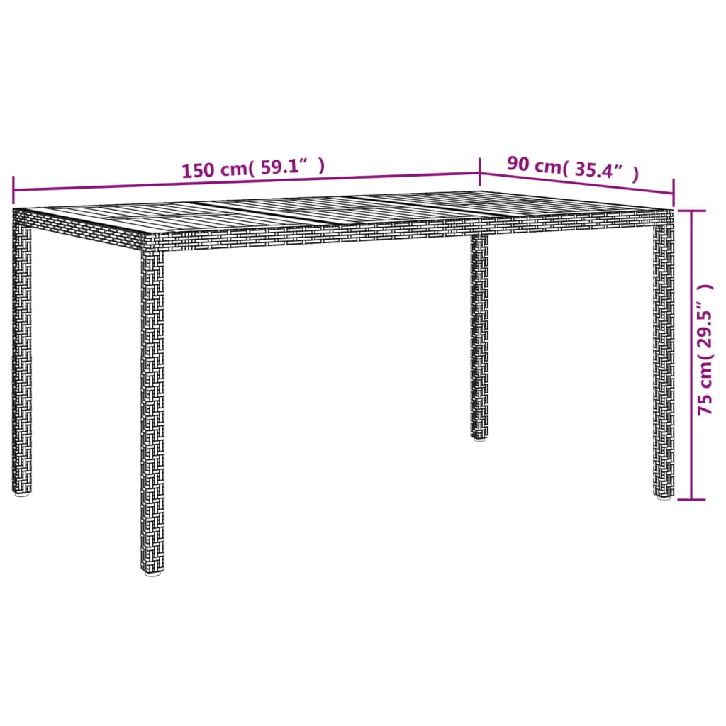 Set da Pranzo da Giardino 7 pz con Cuscini in Polyrattan Grigio