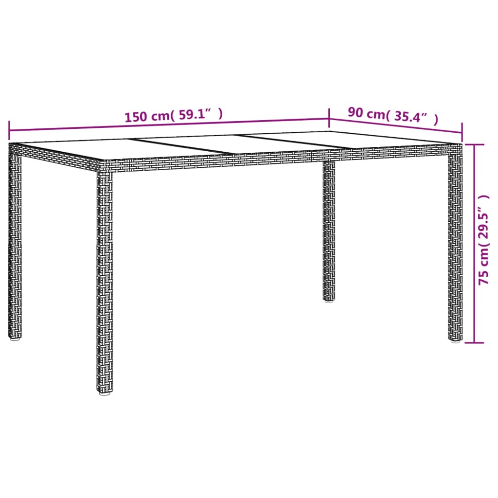Set da Pranzo da Giardino 7 pz con Cuscini in Polyrattan Grigio