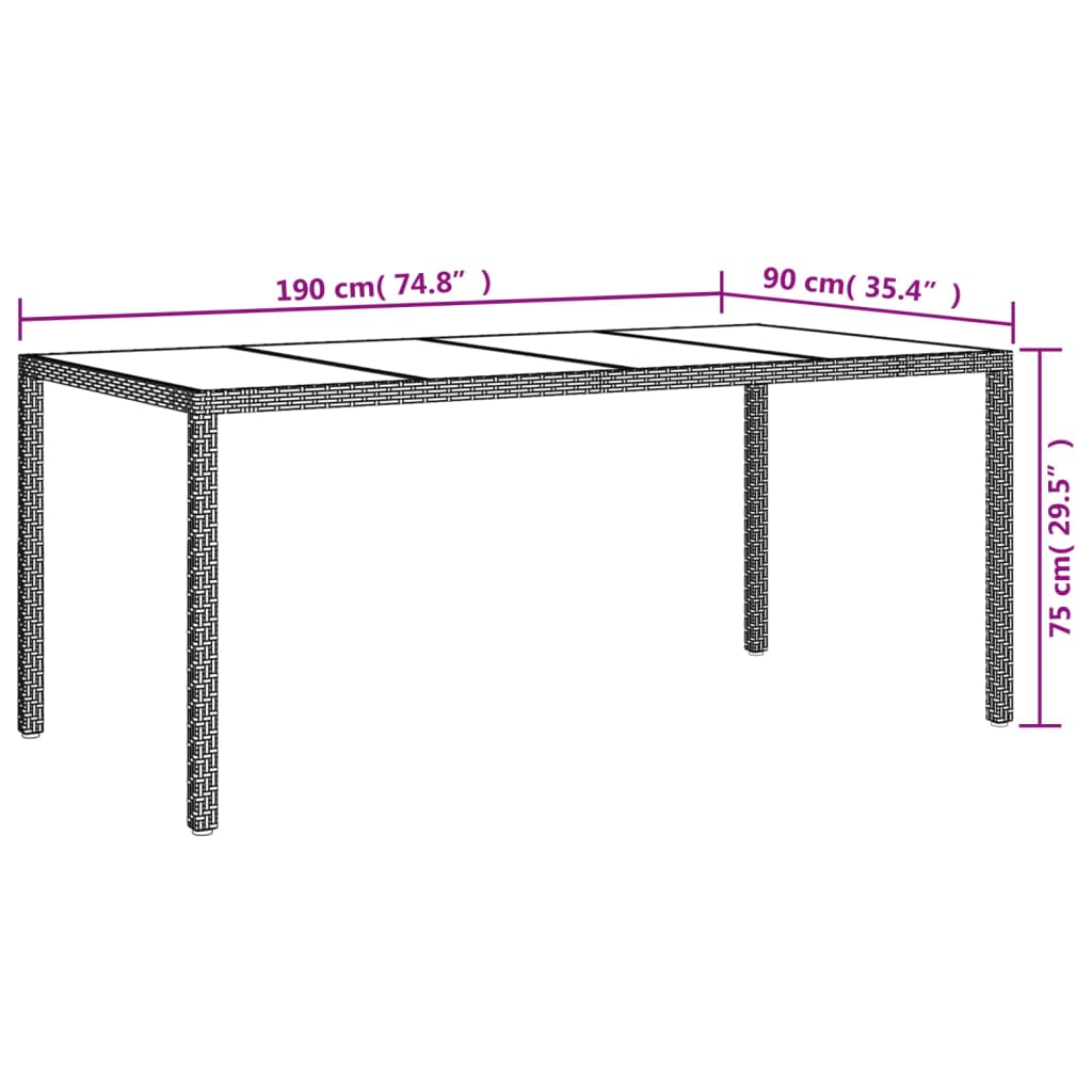 Set da Pranzo da Giardino 7 pz con Cuscini in Polyrattan Grigio
