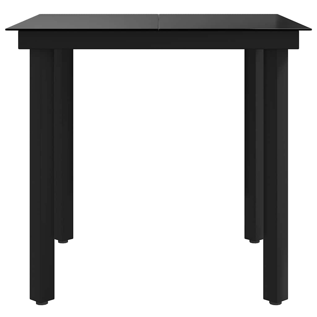 Tavolo da Giardino Nero 80x80x74 cm in Acciaio e Vetro