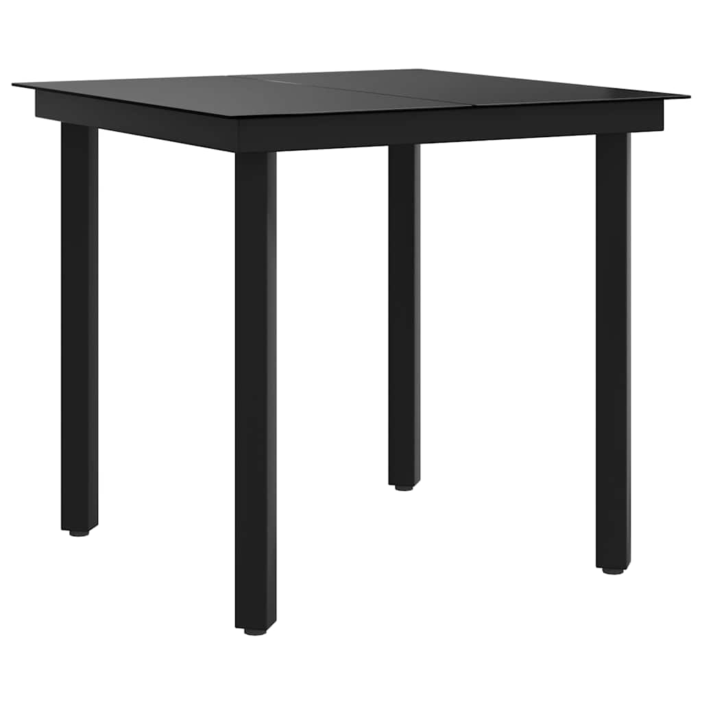 Tavolo da Giardino Nero 80x80x74 cm in Acciaio e Vetro