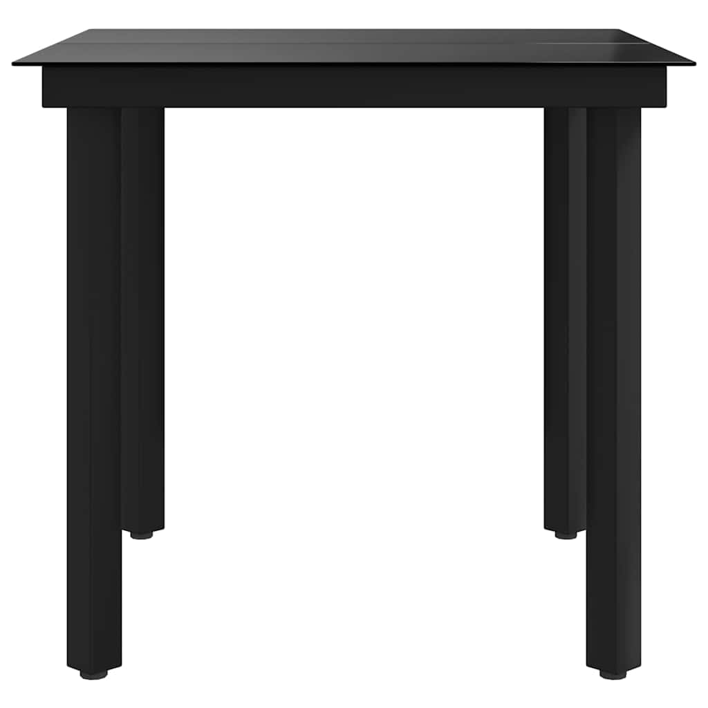 Tavolo da Giardino Nero 80x80x74 cm in Acciaio e Vetro