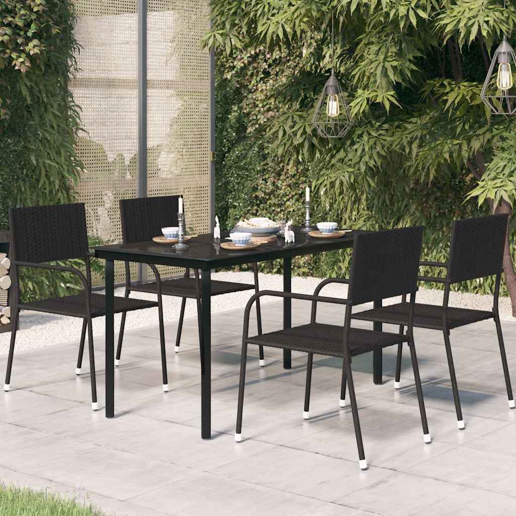 Tavolo da Giardino Nero 140x70x74 cm in Acciaio e Vetro