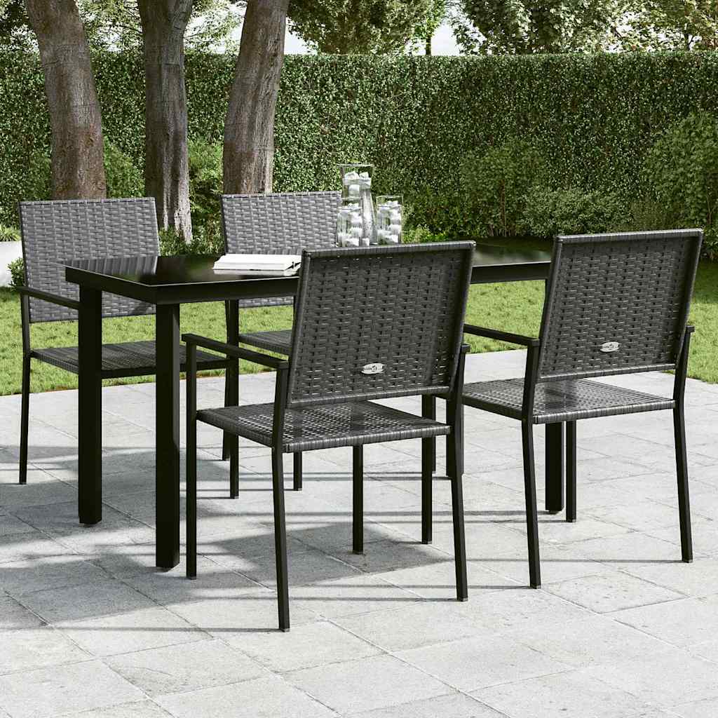 Tavolo da Giardino Nero 140x70x74 cm in Acciaio e Vetro