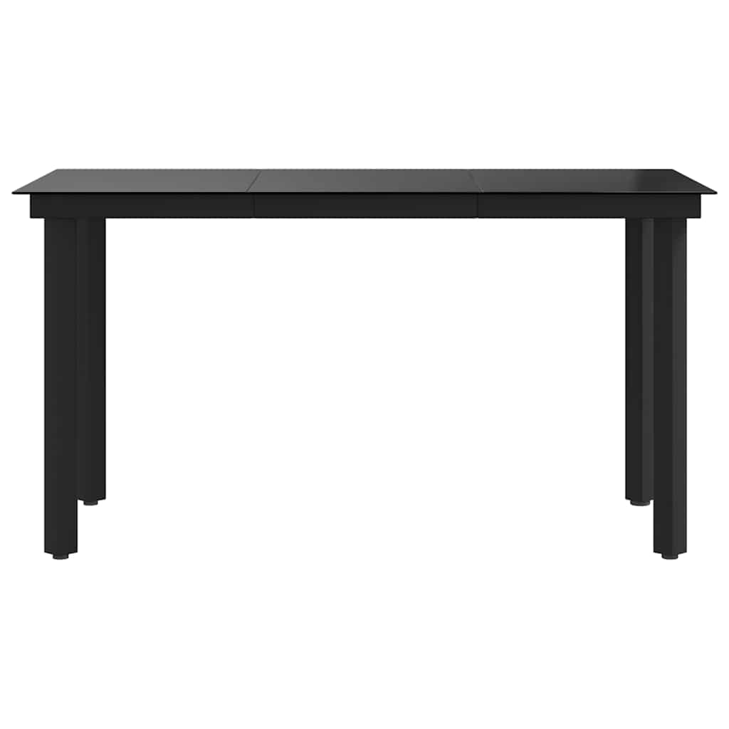 Tavolo da Giardino Nero 140x70x74 cm in Acciaio e Vetro