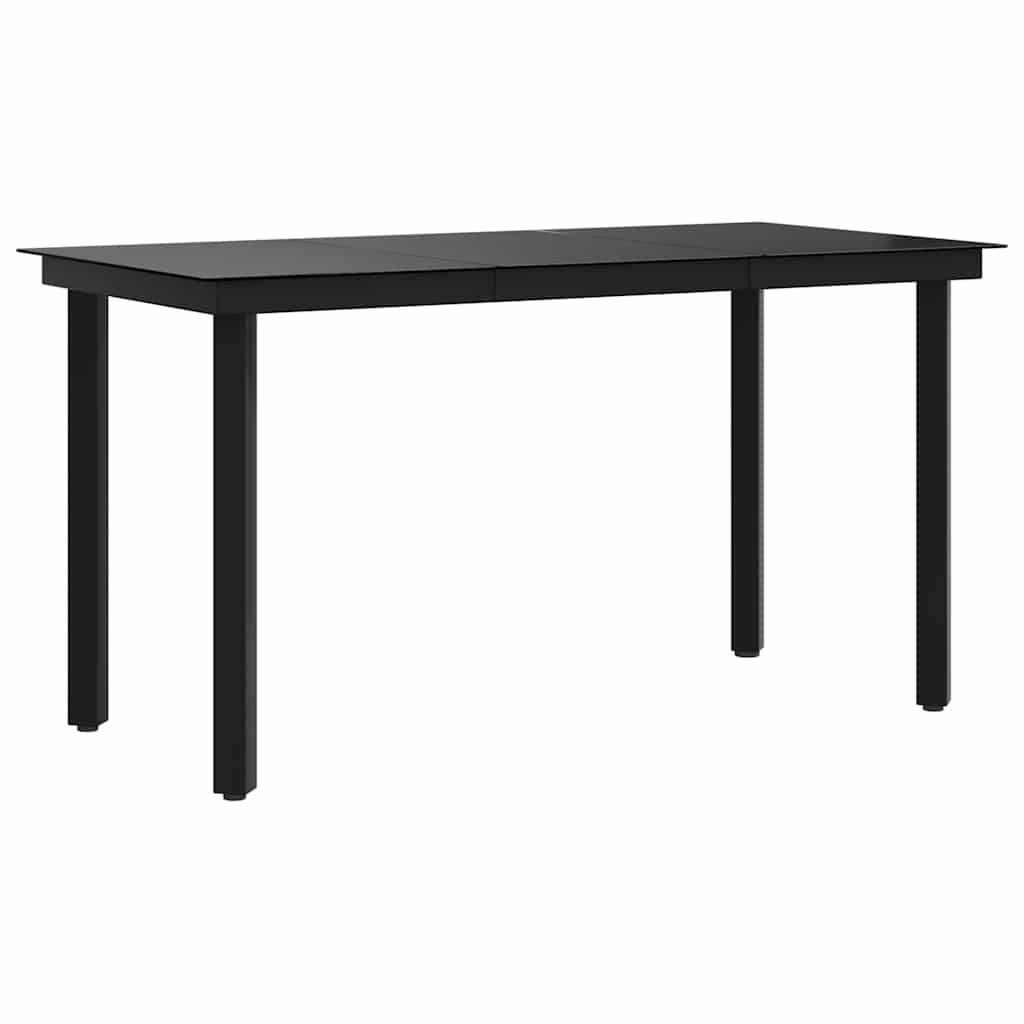 Tavolo da Giardino Nero 140x70x74 cm in Acciaio e Vetro