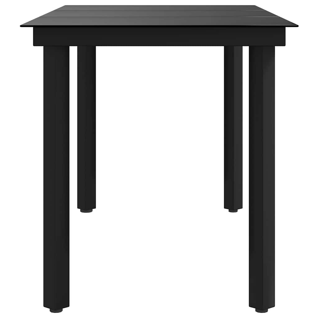 Tavolo da Giardino Nero 140x70x74 cm in Acciaio e Vetro