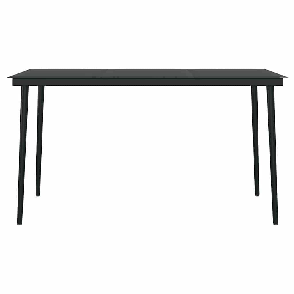 Tavolo da Giardino Nero 140x70x74 cm in Acciaio e Vetro