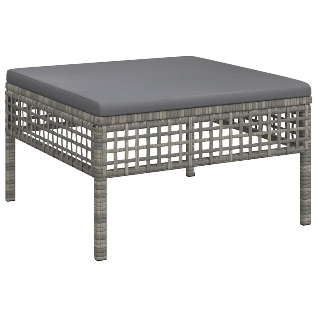 Set Divani da Giardino 7 pz con Cuscini in Polyrattan Grigio