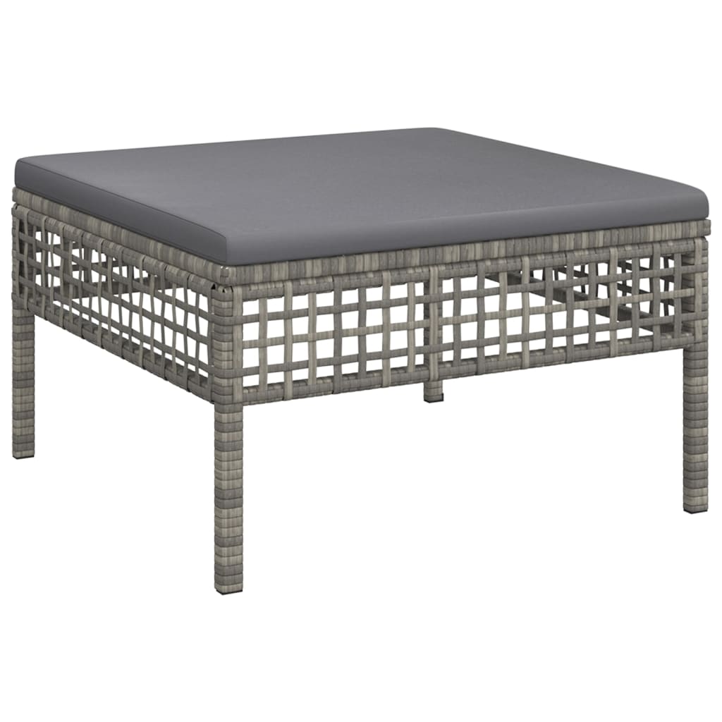 Set Divani da Giardino 7 pz con Cuscini in Polyrattan Grigio