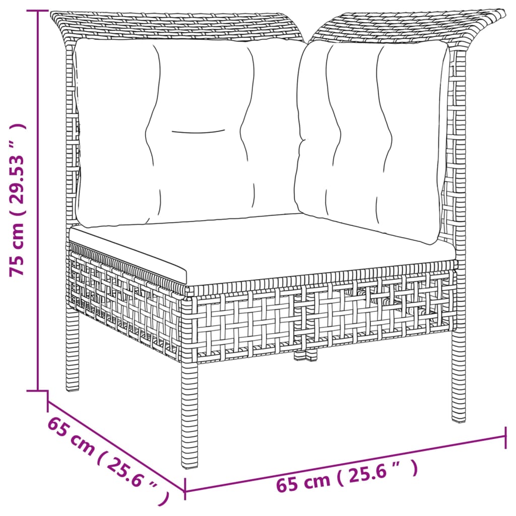 Set Divani da Giardino 9 pz con Cuscini in Polyrattan Grigio