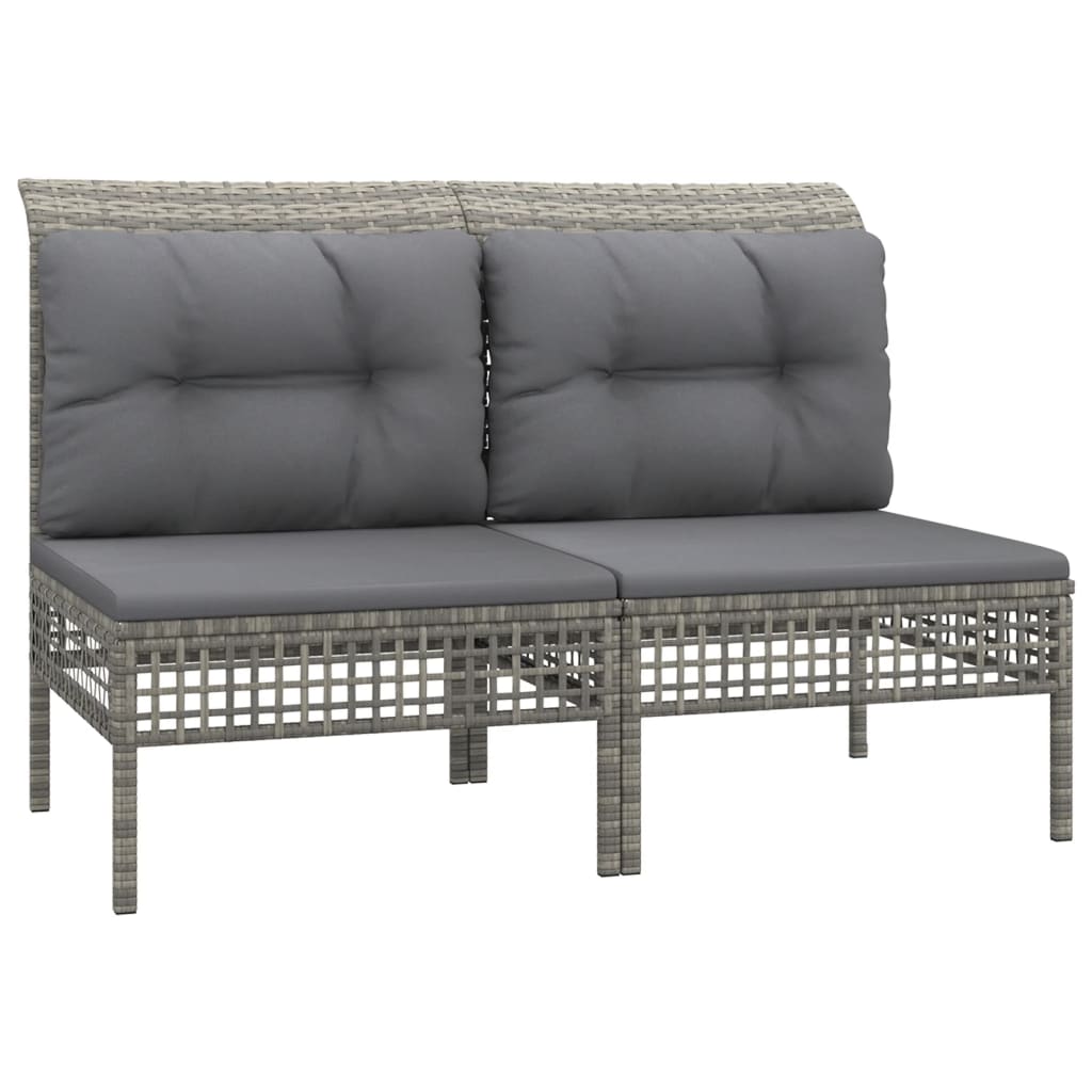 Set Divani da Giardino 7 pz con Cuscini in Polyrattan Grigio