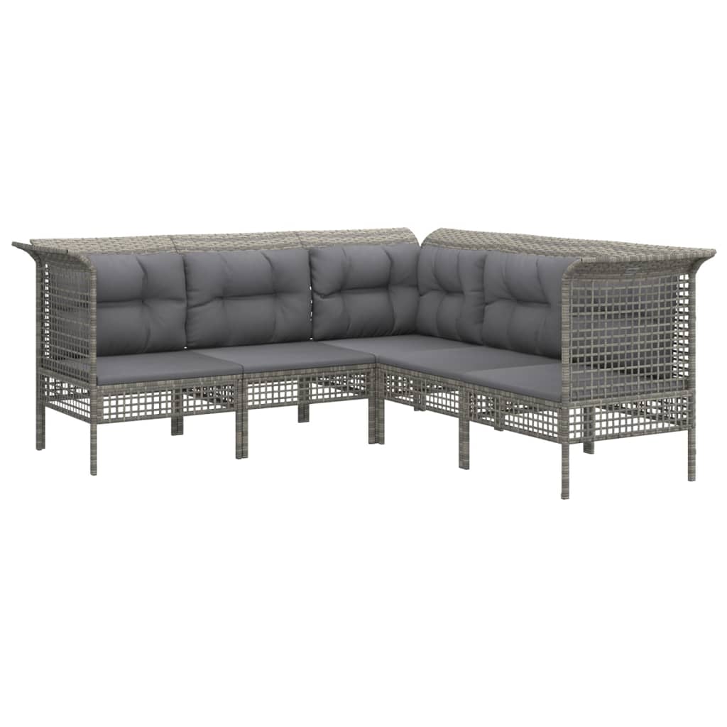 Set Divani da Giardino 8 pz con Cuscini in Polyrattan Grigio