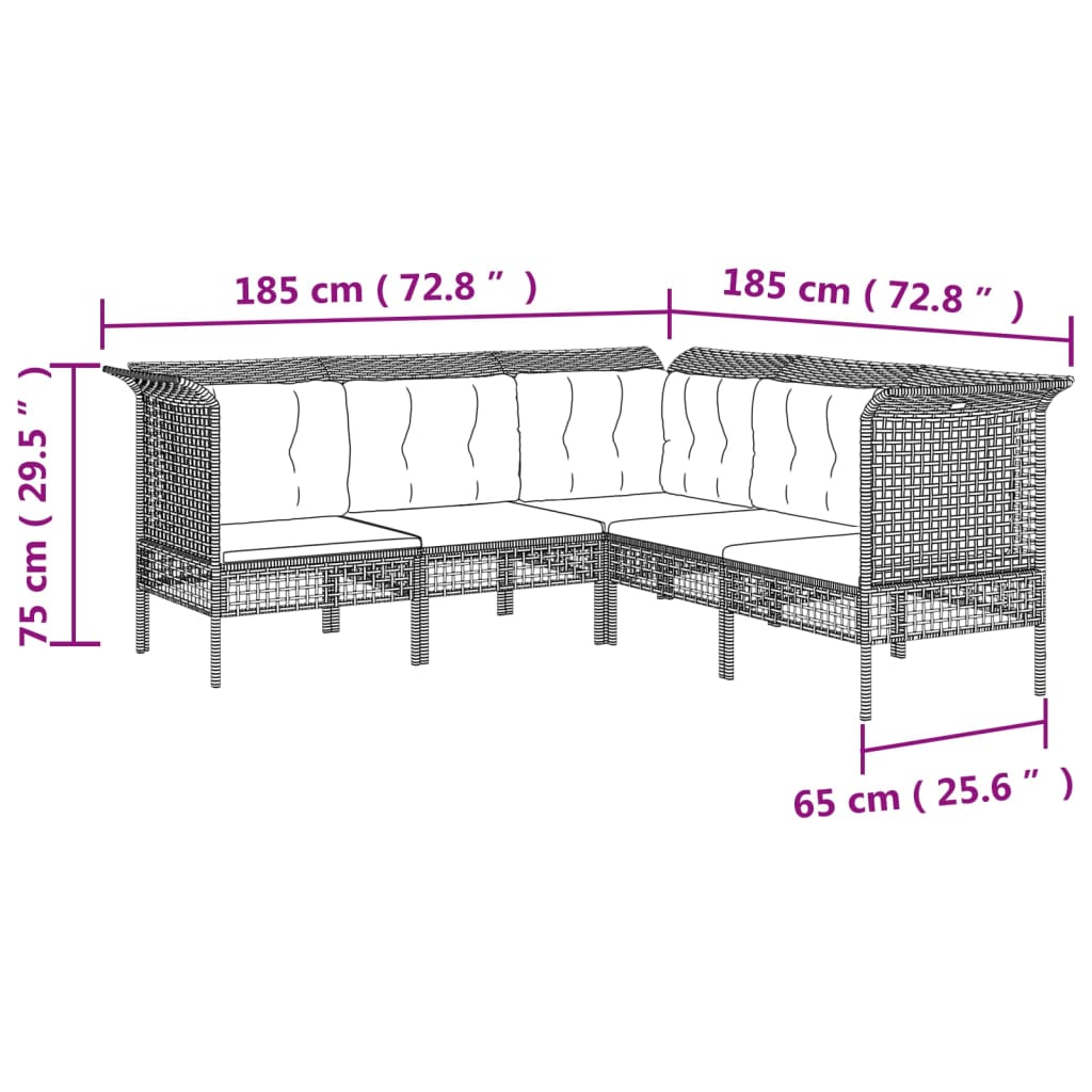 Set Divani da Giardino 8 pz con Cuscini in Polyrattan Grigio