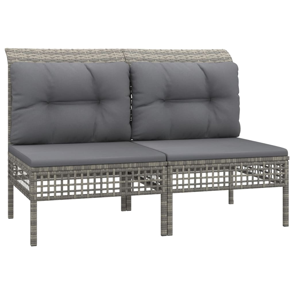 Set Divani da Giardino 9 pz con Cuscini in Polyrattan Grigio