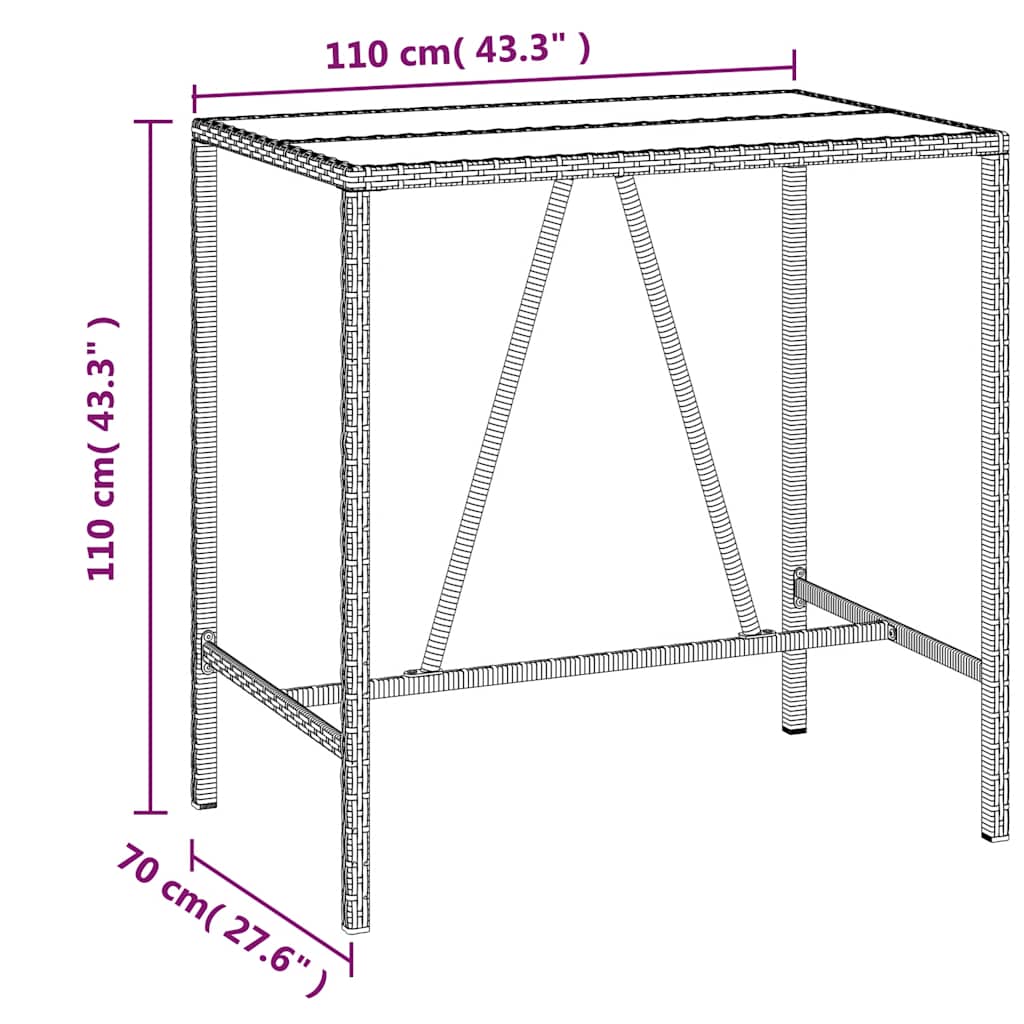 Set Bar da Giardino 5 pz con Cuscini in Polyrattan Nero