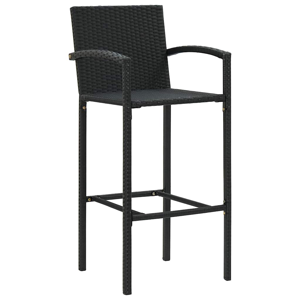 Set Bar da Giardino 5 pz Nero in Polyrattan