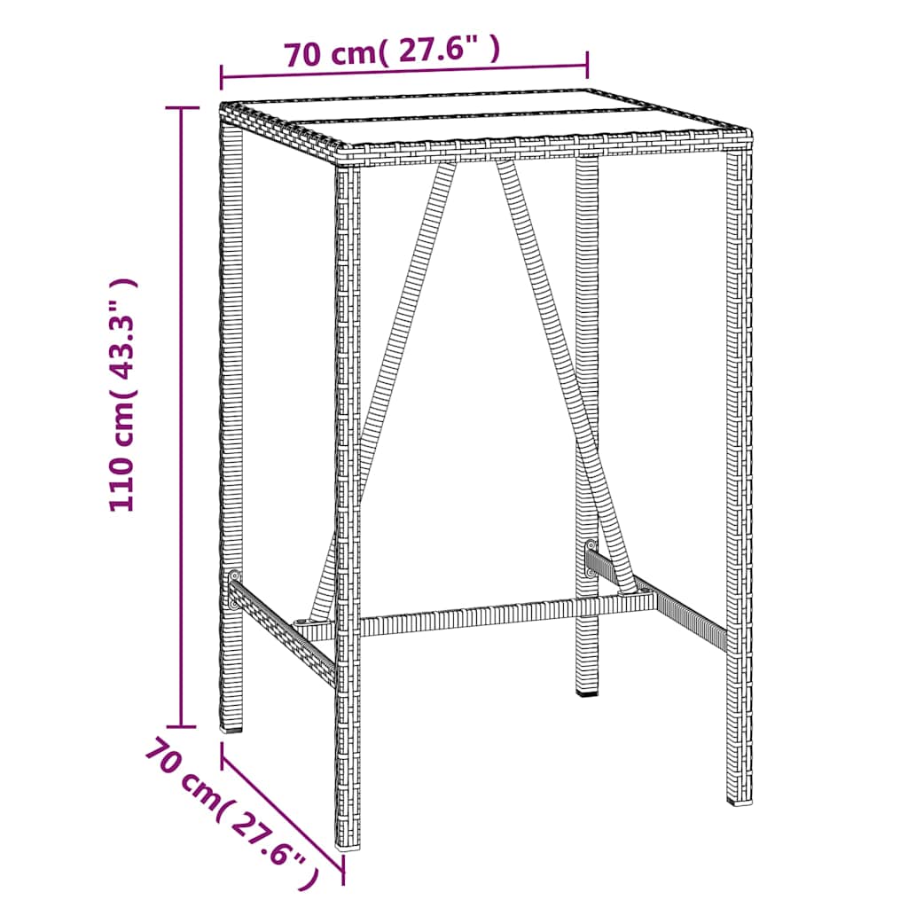 Set Bar da Giardino 5 pz Nero in Polyrattan