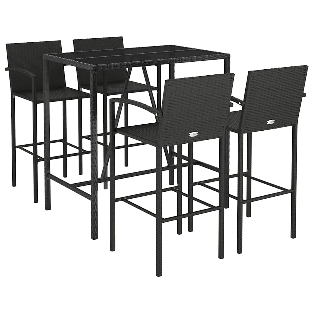 Set Bar da Giardino 5 pz Nero in Polyrattan