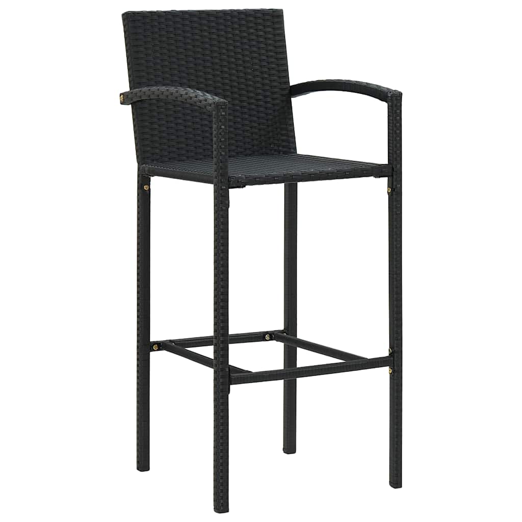 Set Bar da Giardino 5 pz Nero in Polyrattan