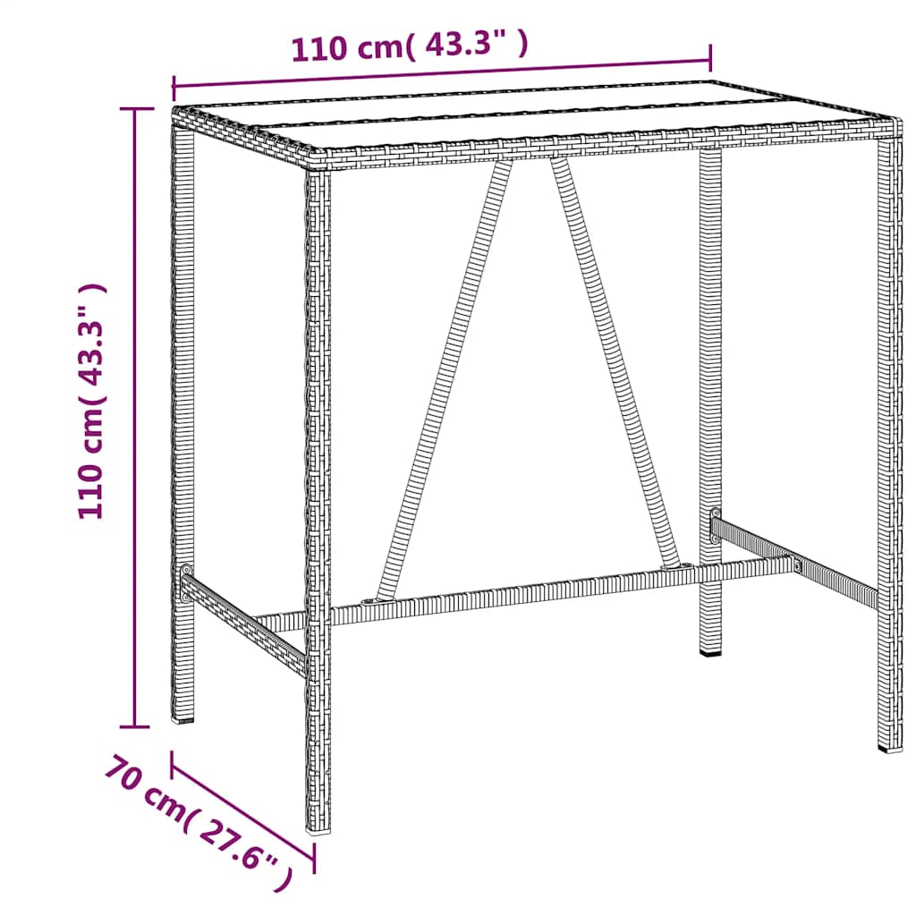 Set Bar da Giardino 5 pz Nero in Polyrattan