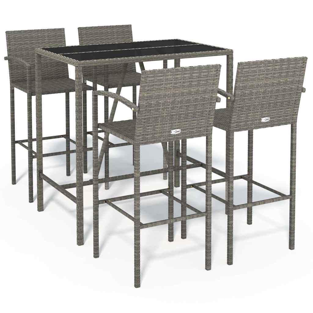 Set da Bar da Giardino 5 pz Grigio in Polyrattan