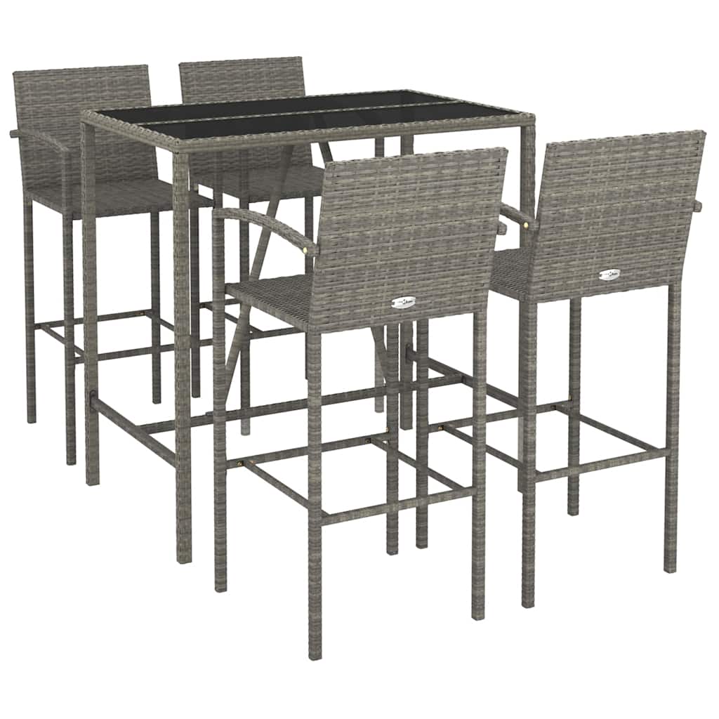 Set da Bar da Giardino 5 pz Grigio in Polyrattan