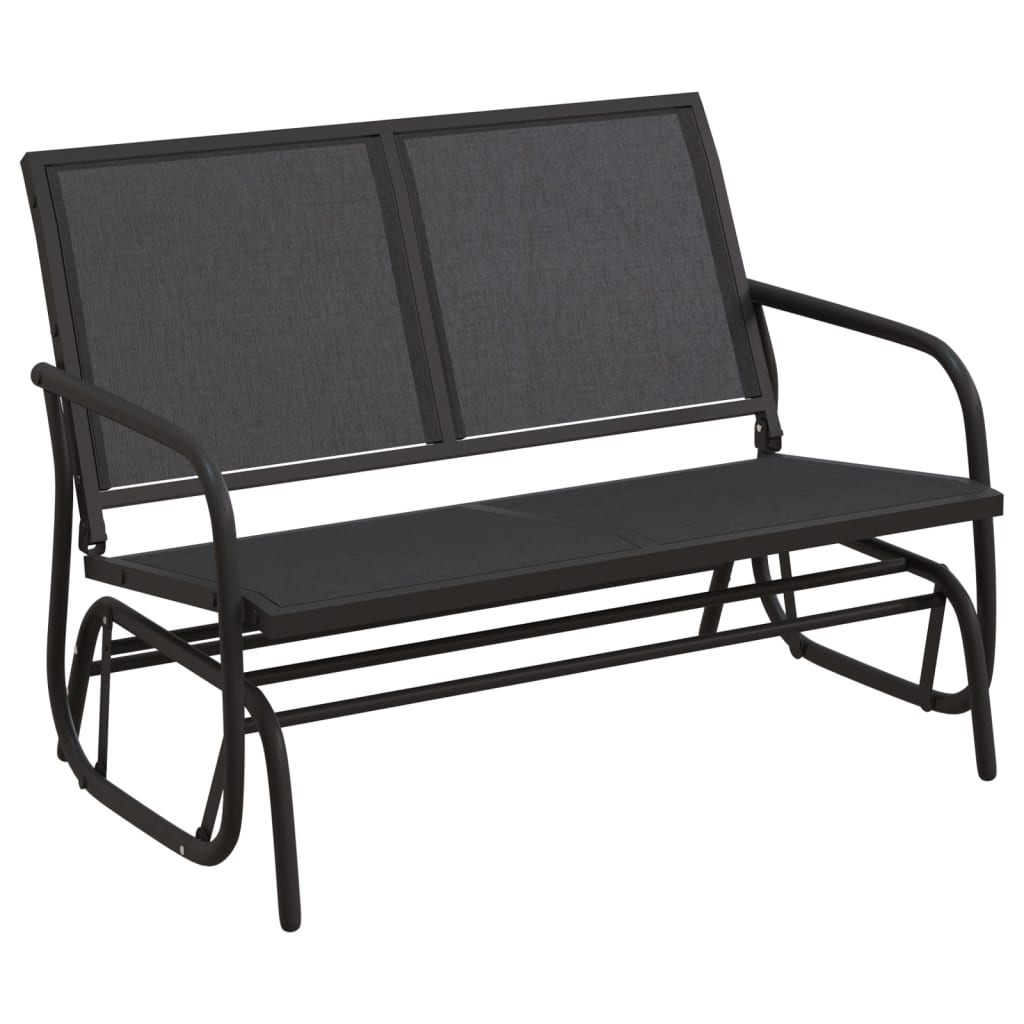 Set Mobili a Dondolo Giardino 3 pz Nero Textilene e Acciaio
