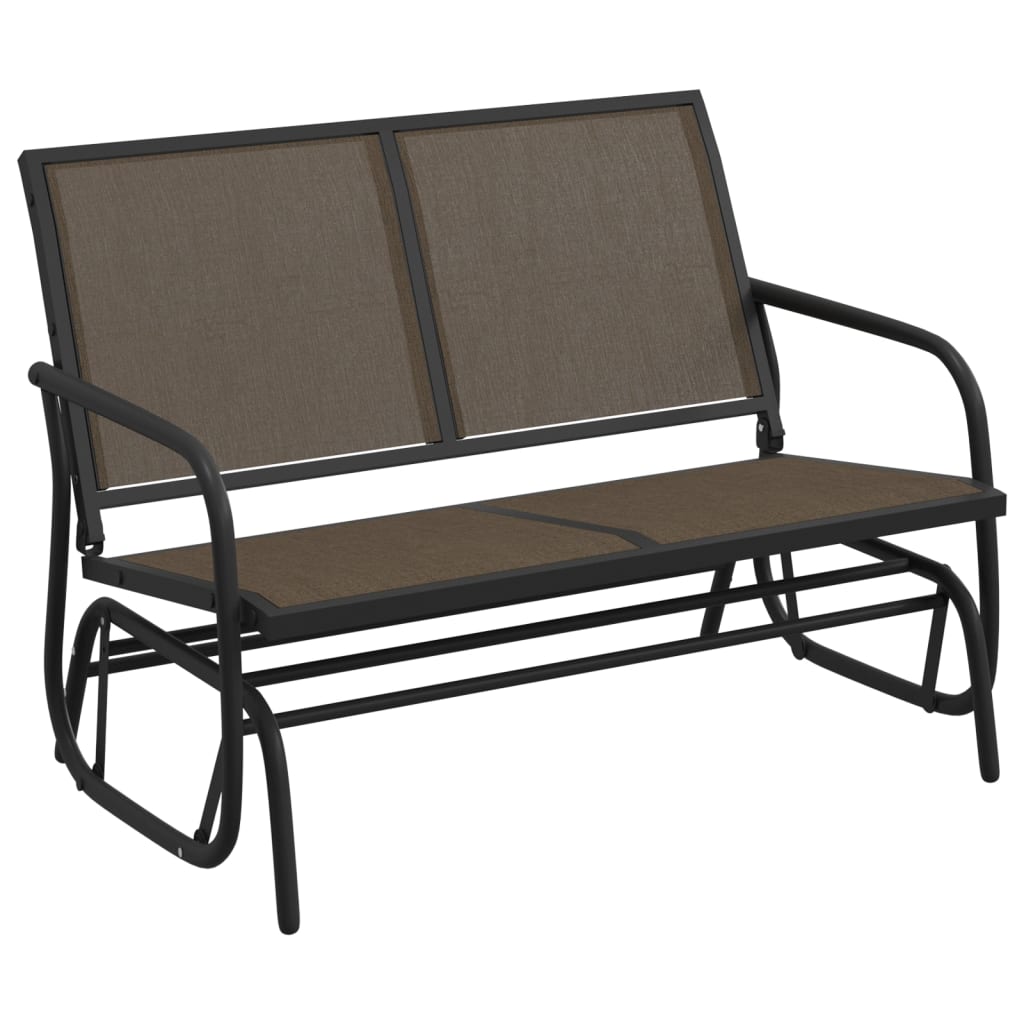 Set Mobili a Dondolo Giardino 3 pz Marrone Textilene e Acciaio