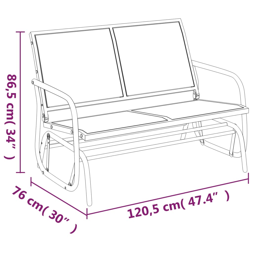 Set Mobili a Dondolo Giardino 3 pz Marrone Textilene e Acciaio