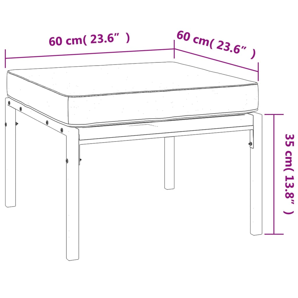 Set Salotto da Giardino 7pz con Cuscini Grigi in Acciaio