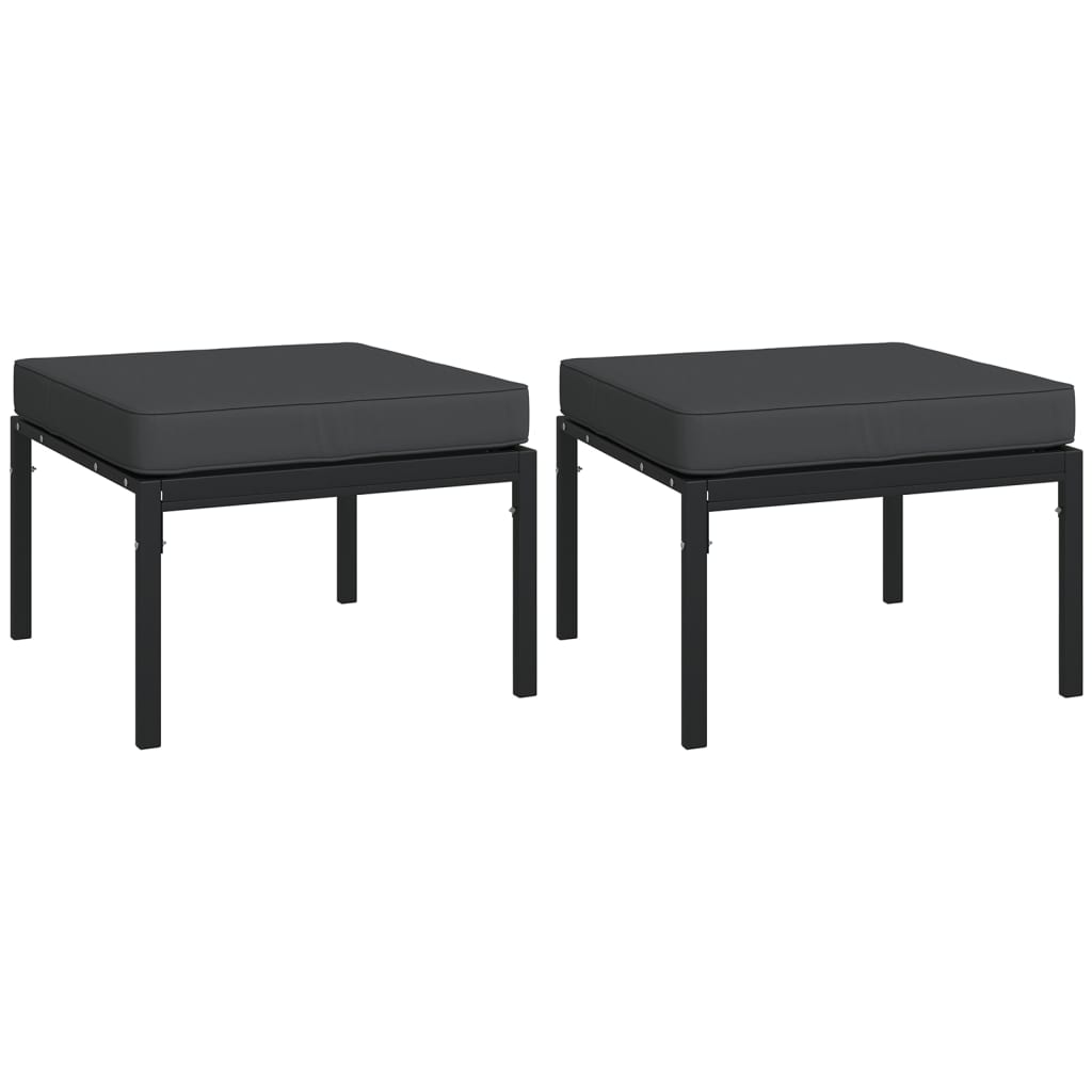 Set Salotto da Giardino 7pz con Cuscini Grigi in Acciaio