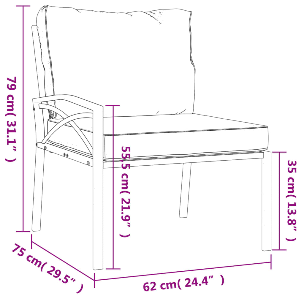 Set Salotto da Giardino 7pz con Cuscini Grigi in Acciaio