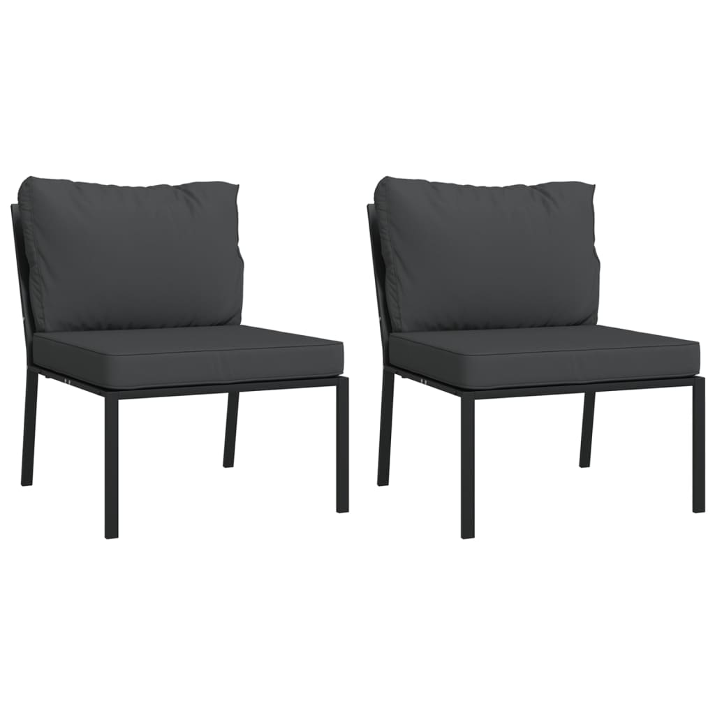 Set Salotto da Giardino 7pz con Cuscini Grigi in Acciaio