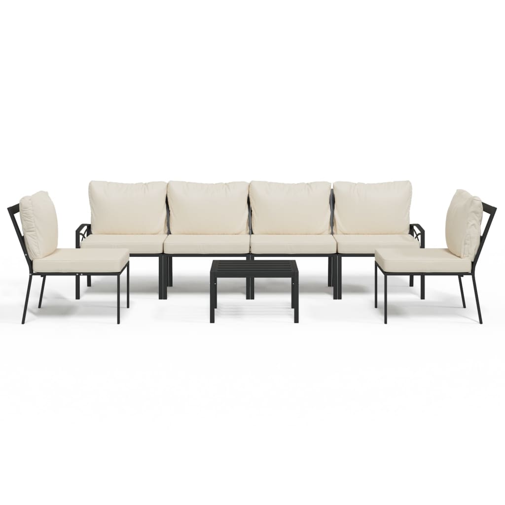 Set Salotto da Giardino 7pz con Cuscini Sabbia in Acciaio