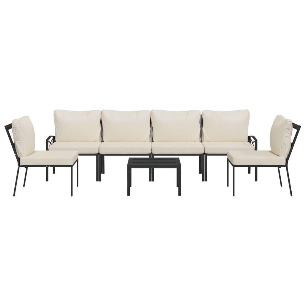 Set Salotto da Giardino 7pz con Cuscini Sabbia in Acciaio