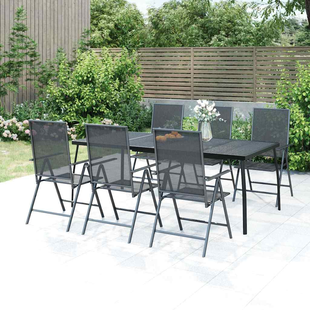Set Pranzo Giardino 7 pz Acciaio Antracite 200 cm