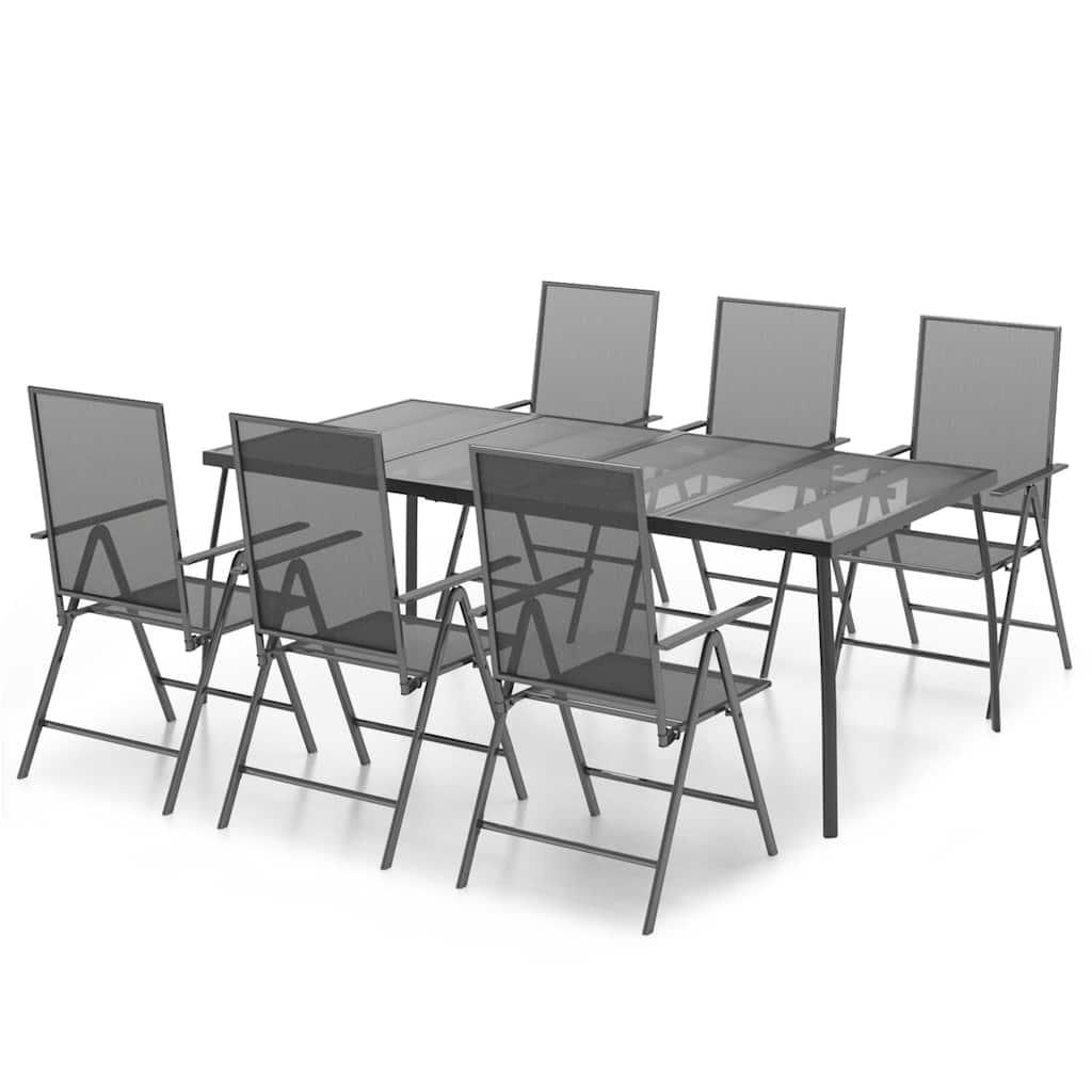 Set Pranzo Giardino 7 pz Acciaio Antracite 200 cm