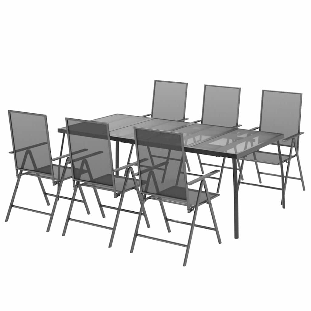 Set Pranzo Giardino 7 pz Acciaio Antracite 200 cm