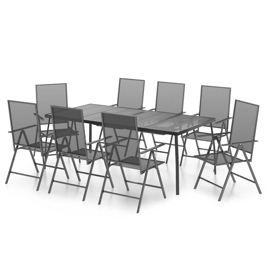 Set da Pranzo Giardino 9 pz Acciaio Antracite 200 cm