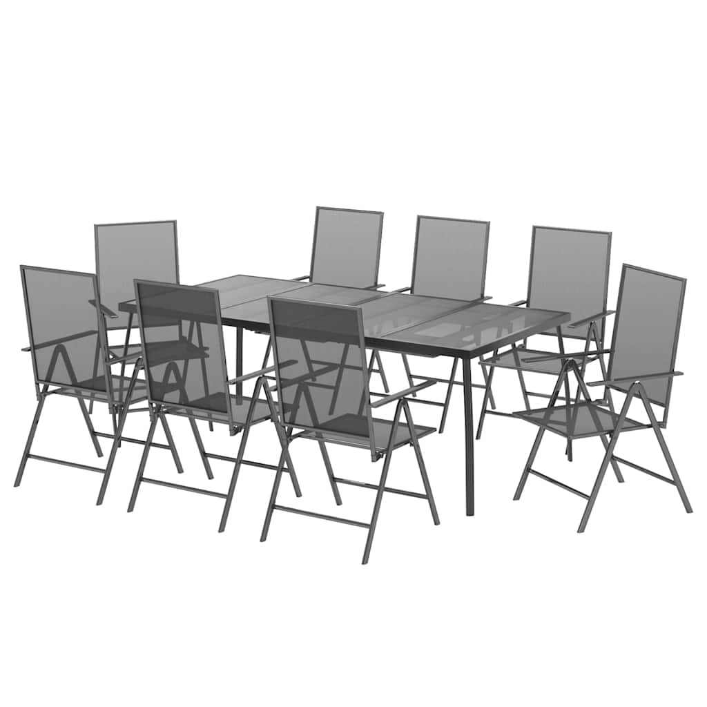 Set da Pranzo Giardino 9 pz Acciaio Antracite 200 cm