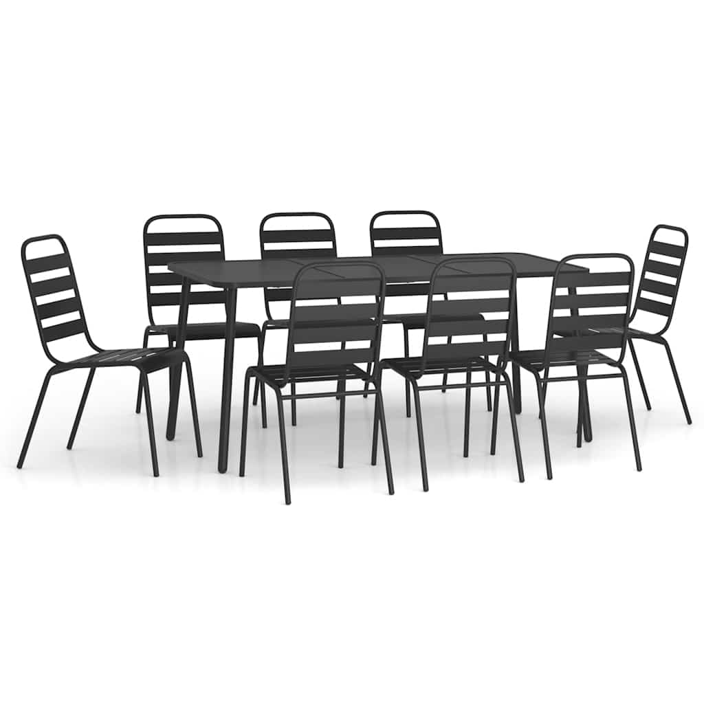 Set da Pranzo da Giardino Antracite 165 cm con 8 Sedie