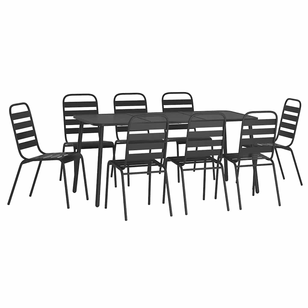Set da Pranzo da Giardino Antracite 165 cm con 8 Sedie