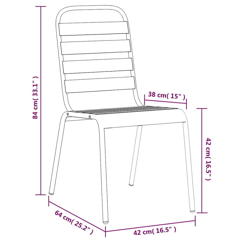 Set da Pranzo da Giardino Antracite 165 cm con 8 Sedie
