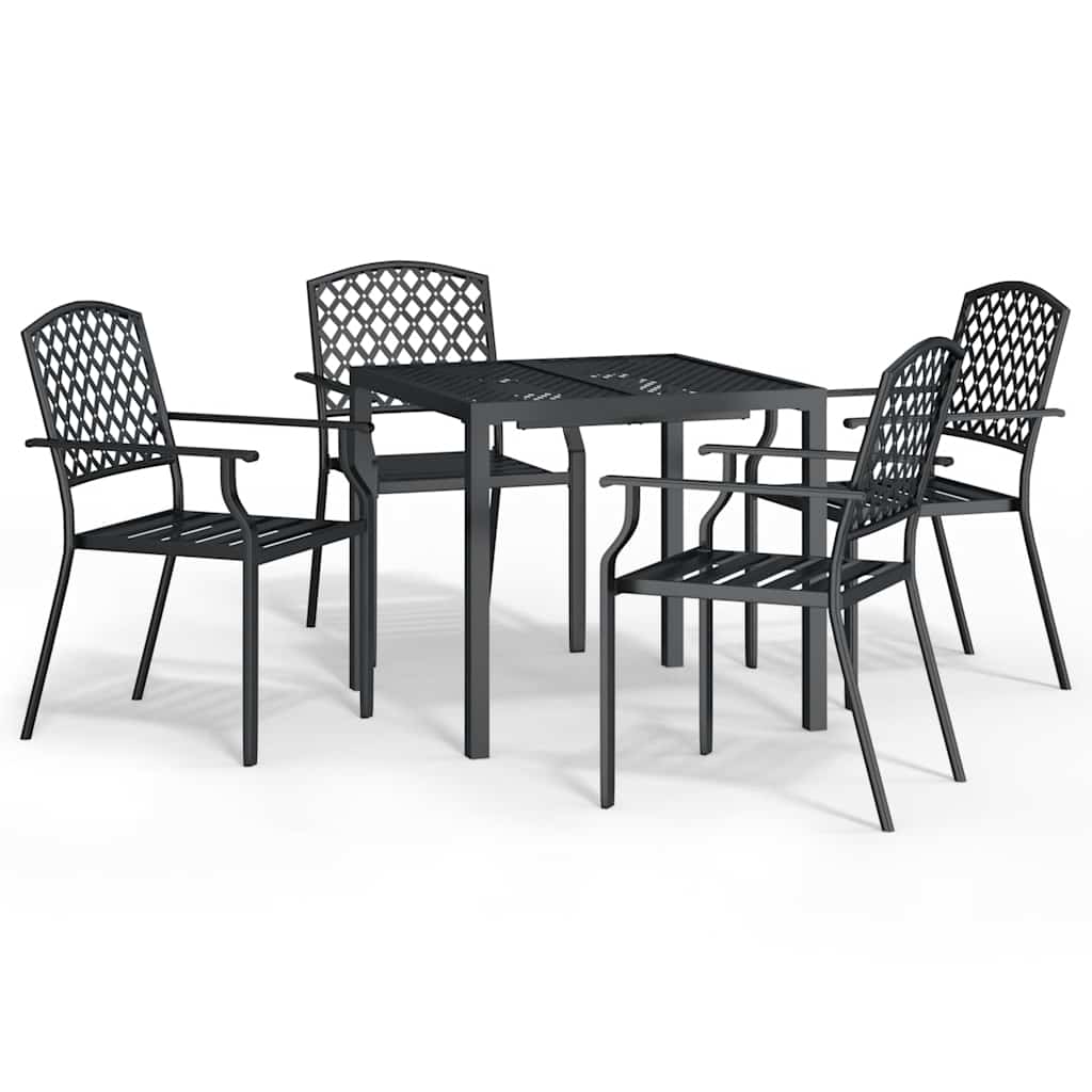 Set da pranzo da giardino 5 pz in acciaio antracite