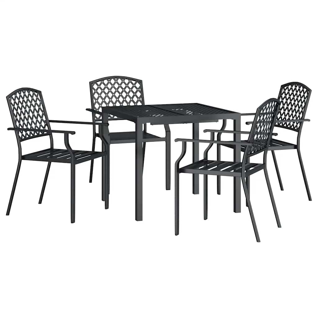 Set da pranzo da giardino 5 pz in acciaio antracite