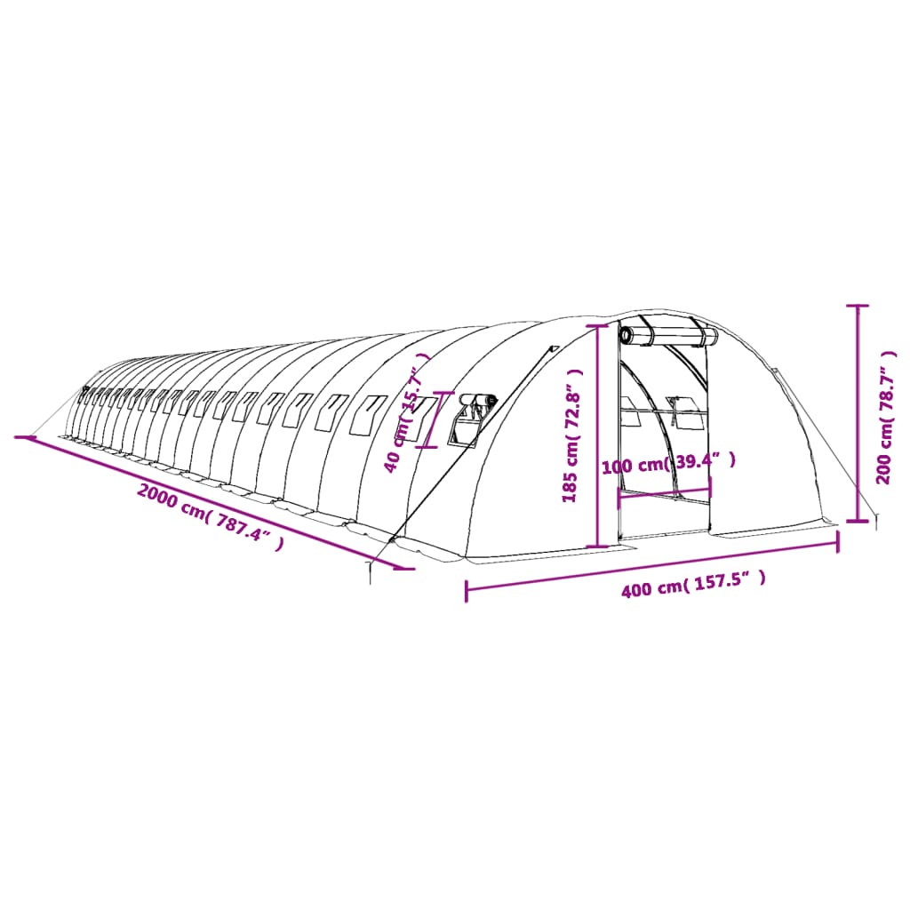 Serra con Telaio in Acciaio Verde 80 m² 20x4x2 m
