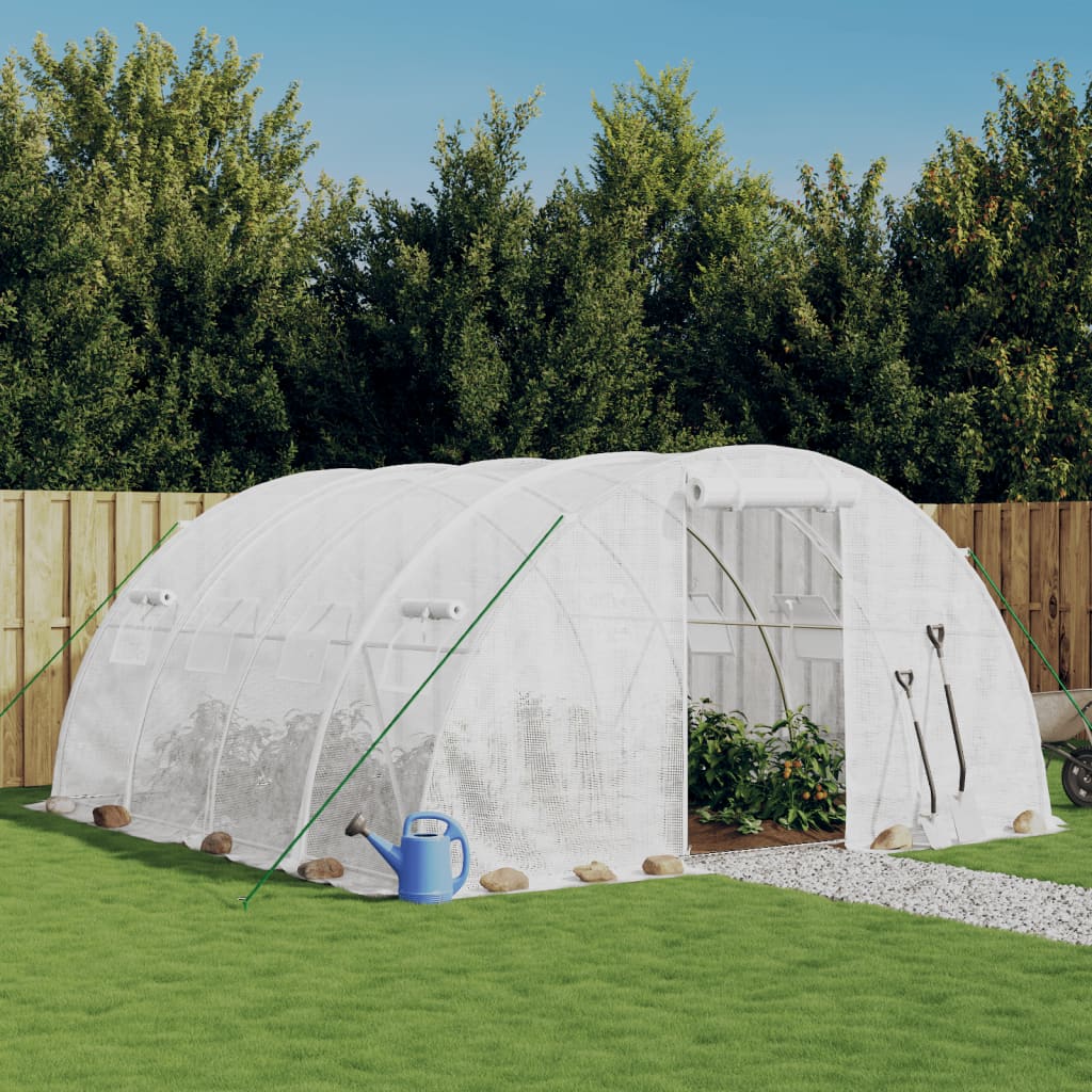 Serra con struttura in acciaio bianca 16 m² 4x4x2 m